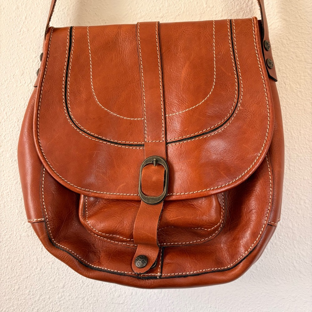 Patricia Nash Leather Crossbody Bag in Cognac